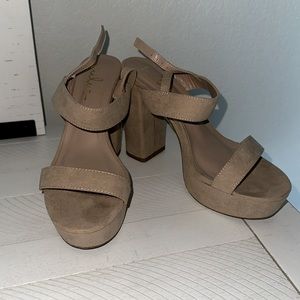 Acee Natural Suede Platform Heels